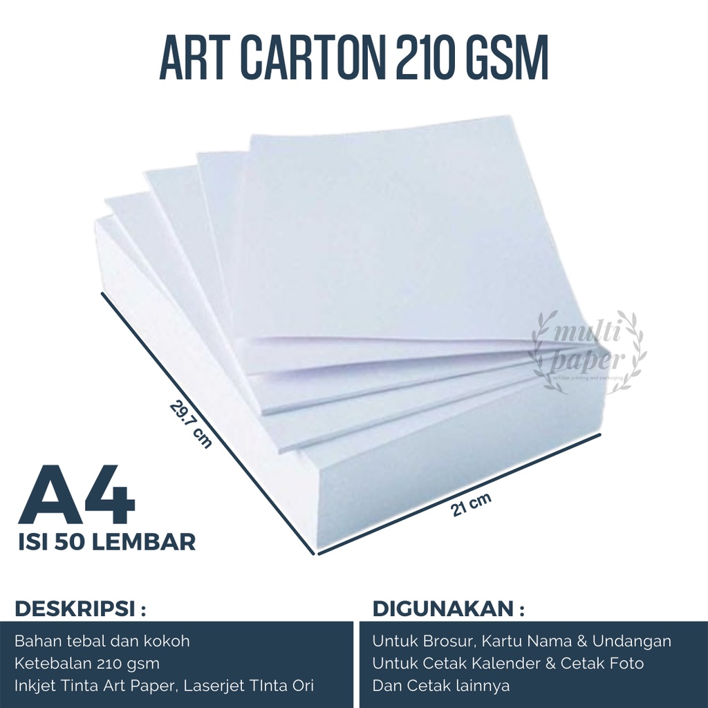 

Kertas Art Carton A4 210 gsm isi 50 lembar / Kertas Art Carton A4