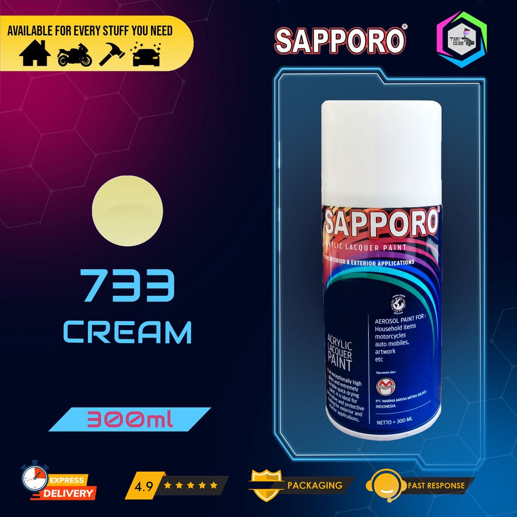 Cat Semprot SAPPORO Paint - 733 CREAM Helm/Motor/Gundam/Body