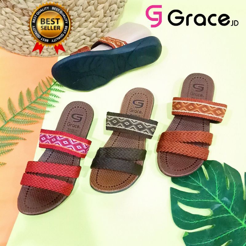 GRACE [RAJUT ANGGREK BAN 3M] Sandal Cewek Turki Slop/ Sendal Rajut Wanita/ Sandal Cewek Santai