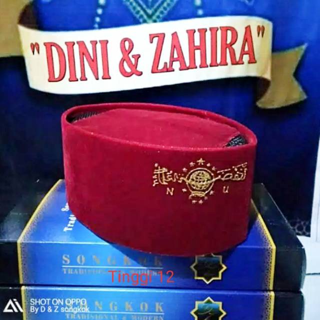 Peci NU TINGGI 12 polos ac warna merah