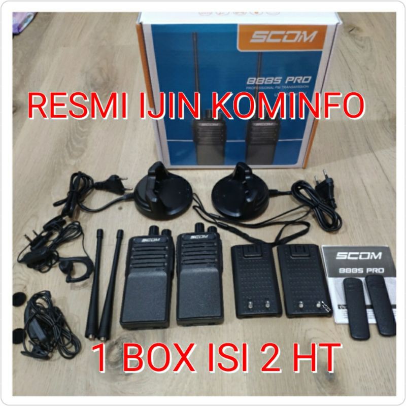 HT SCOM 888s PRO (1 box isi 2 HT) batterai 3000 mah Power 5 watt UHF resmi postel kominfo