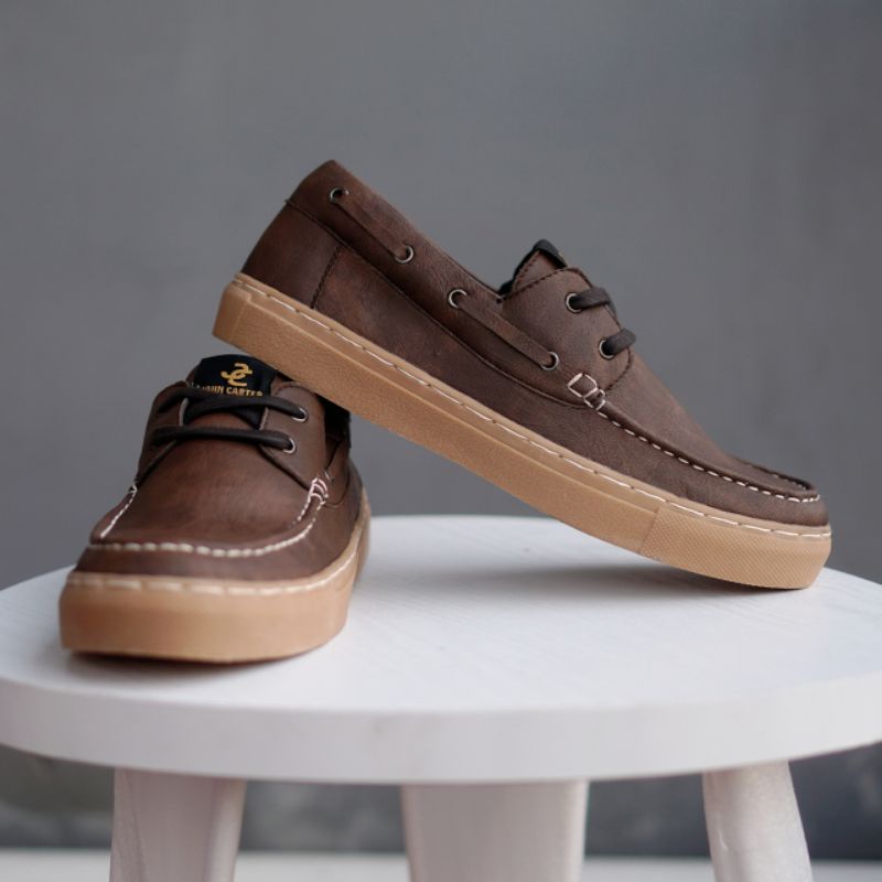 TERBARU 100% KULIT ASLI SNEAKERS PRIA KASUAL SPORTY JOHN CARTER JELLAL BROWN ORIGINAL CH40