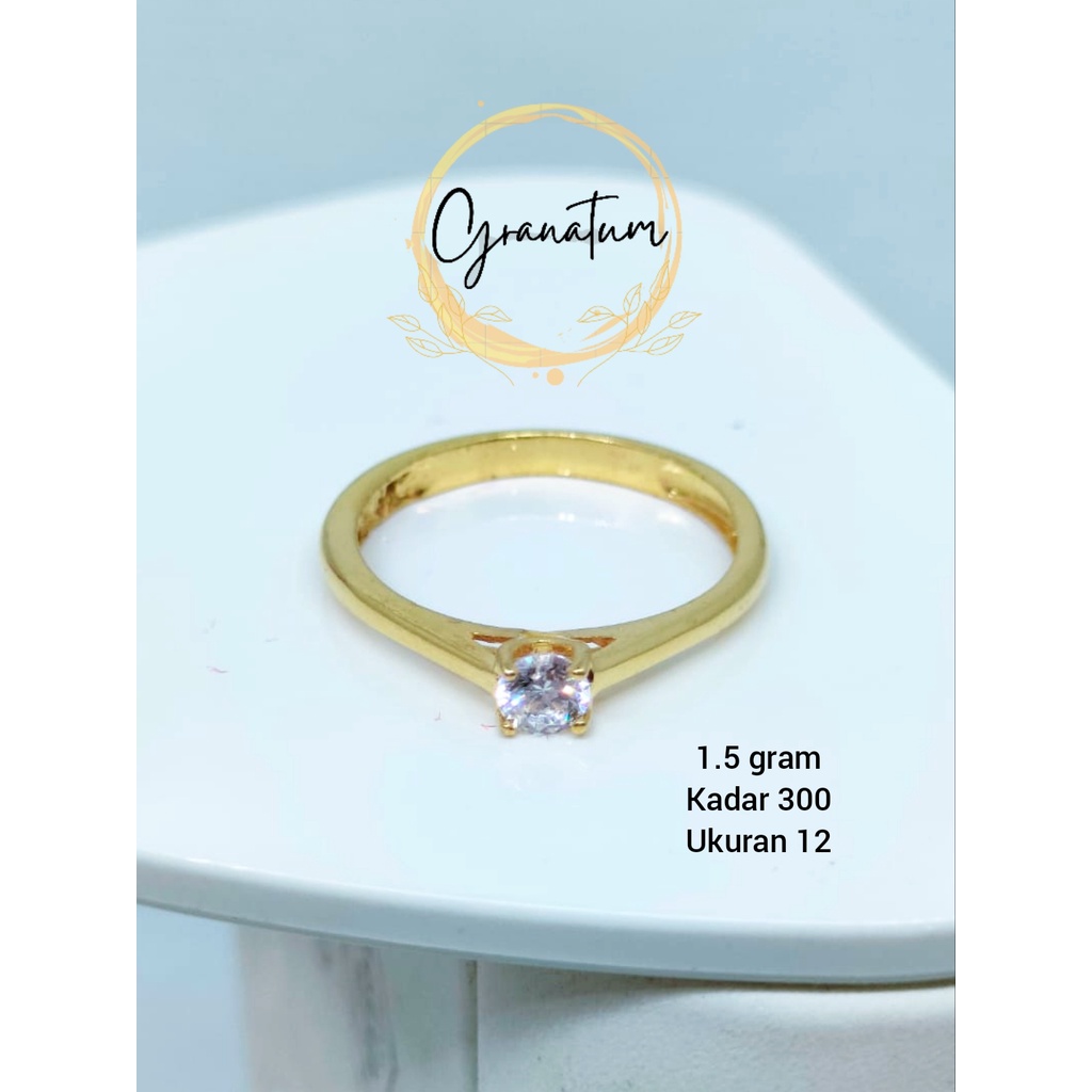 Cincin Emas Asli 1.5 gram Kadar 300 Model Mata Putih 1