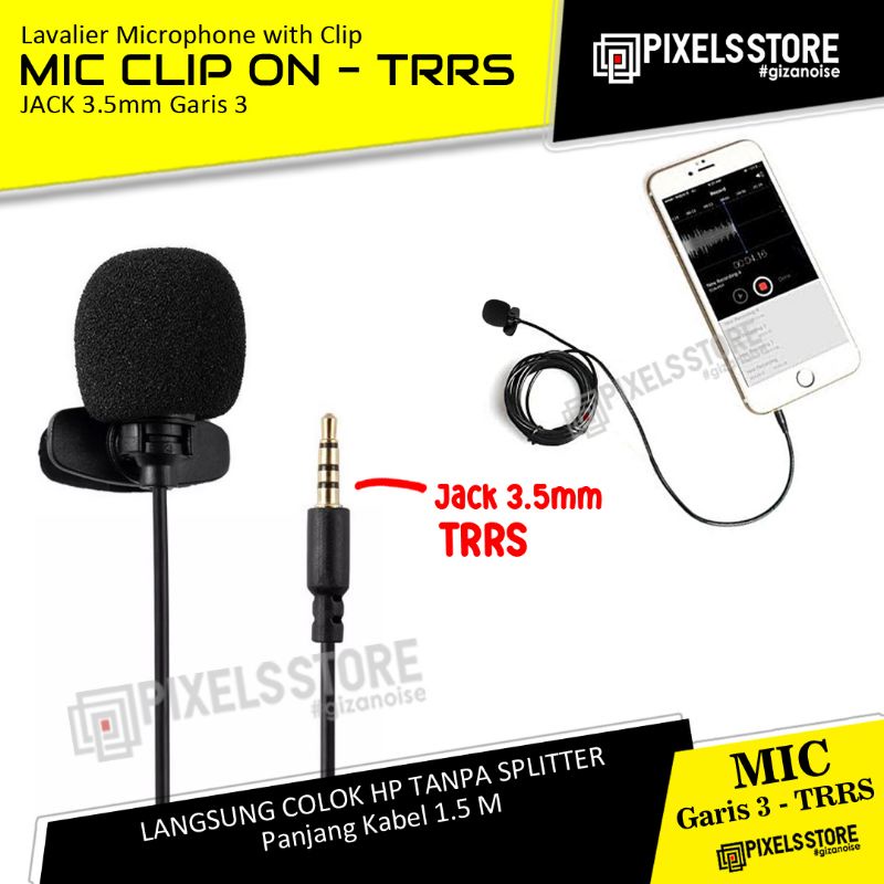 MIC CLIP ON GARIS 3 TRRS Jack 3.5mm