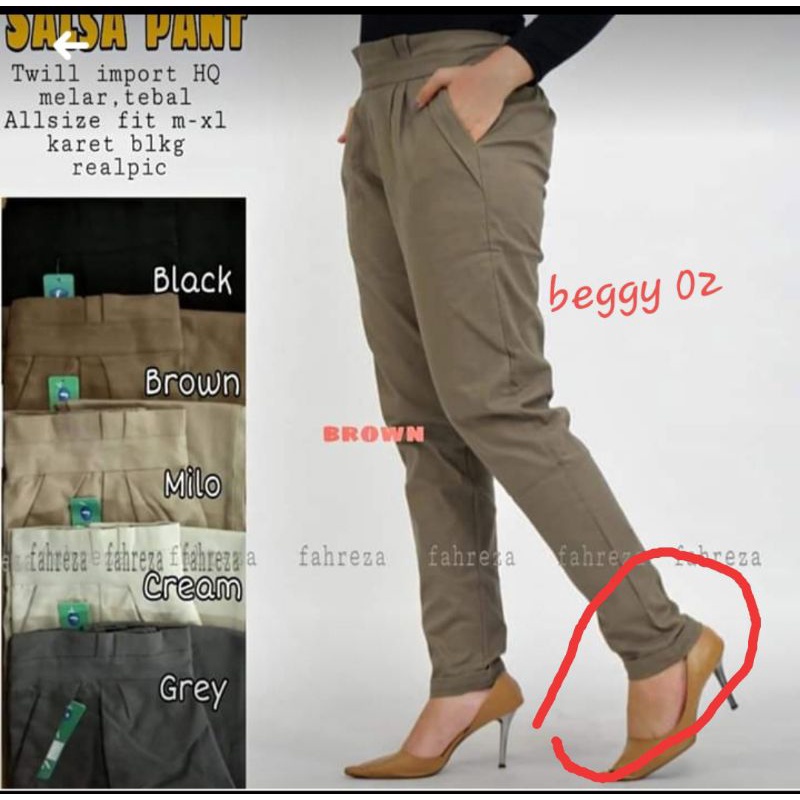 Baggy pants wanita katun twil combed diamond / celana panjang wanita model jinjit dan lipat / celana kerja wanita