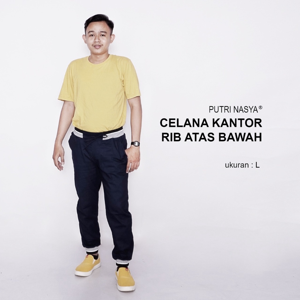 Celana Bahan Kantor Kerja Jumbo Pria / Celana Big Size Formal Kantoran Katun / Celana Chino Jumbo Seragam Moca Capucino Cream Hitam Abu Navy Army Dark Brown / Celana Model Terbaru S-M-L-XL-2L-3L Kekinian Trendy Kombinasi Big