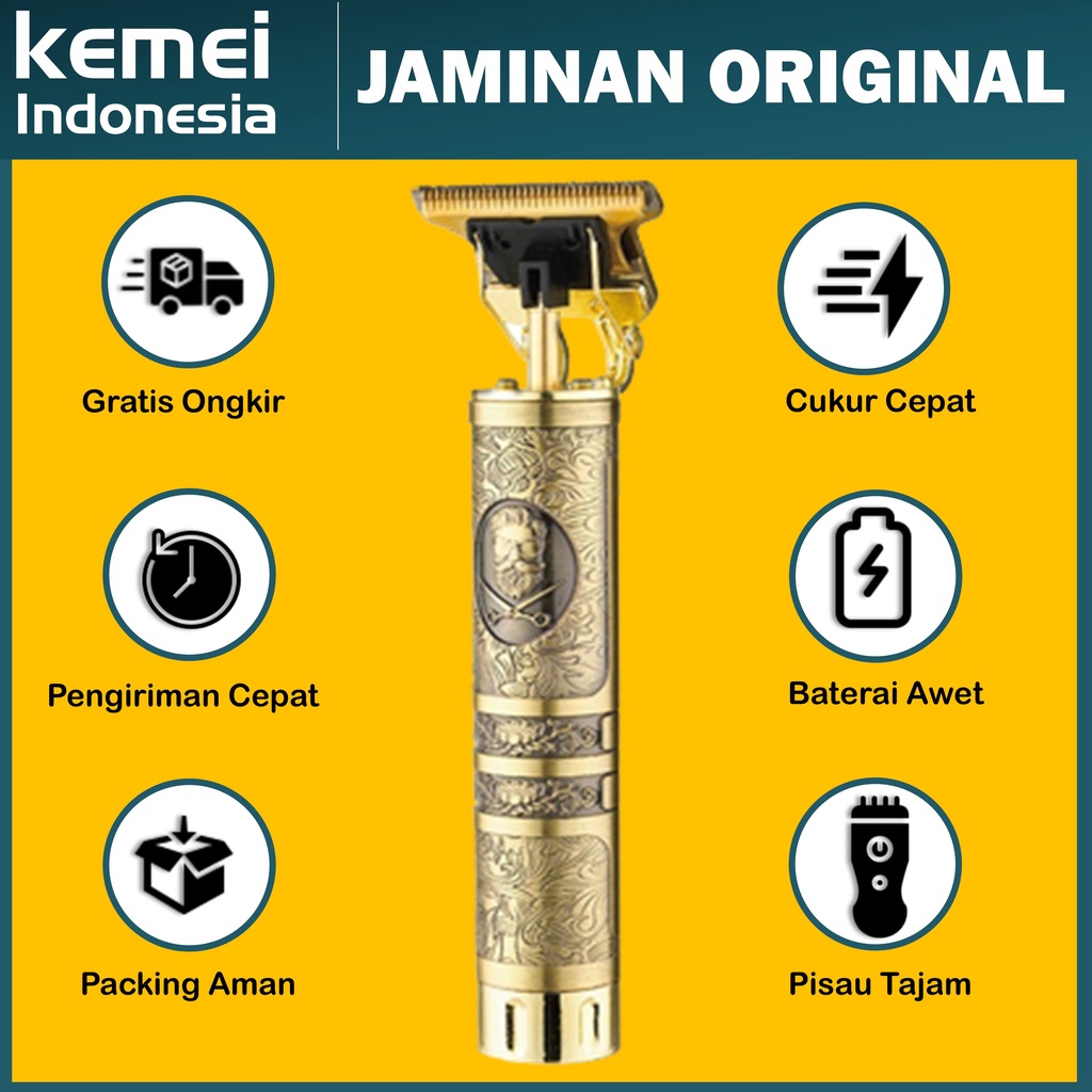 Trimmer Kemei KM 1974c Detailer Buddha Skeleton Trimmer Naga Kemei Alat Cukur Rambut Barbershop