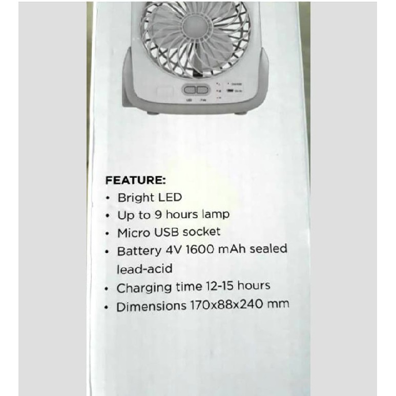 Emergency lamp and fan  lampu emergency plus kipas   APA ACE HARDWARE