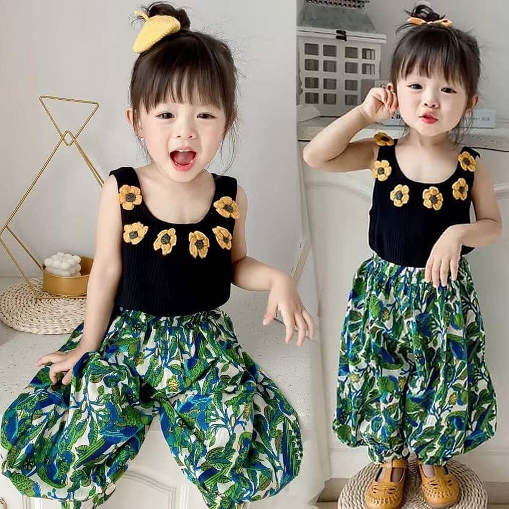 Setelan Anak Perempuan Crop Top Sun Flower