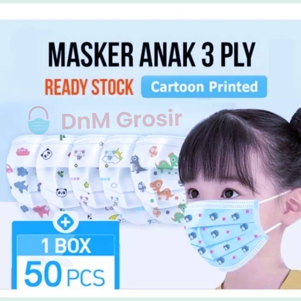 Masker Anak Motif Gambar Lucu 3 ply isi 50 pcs