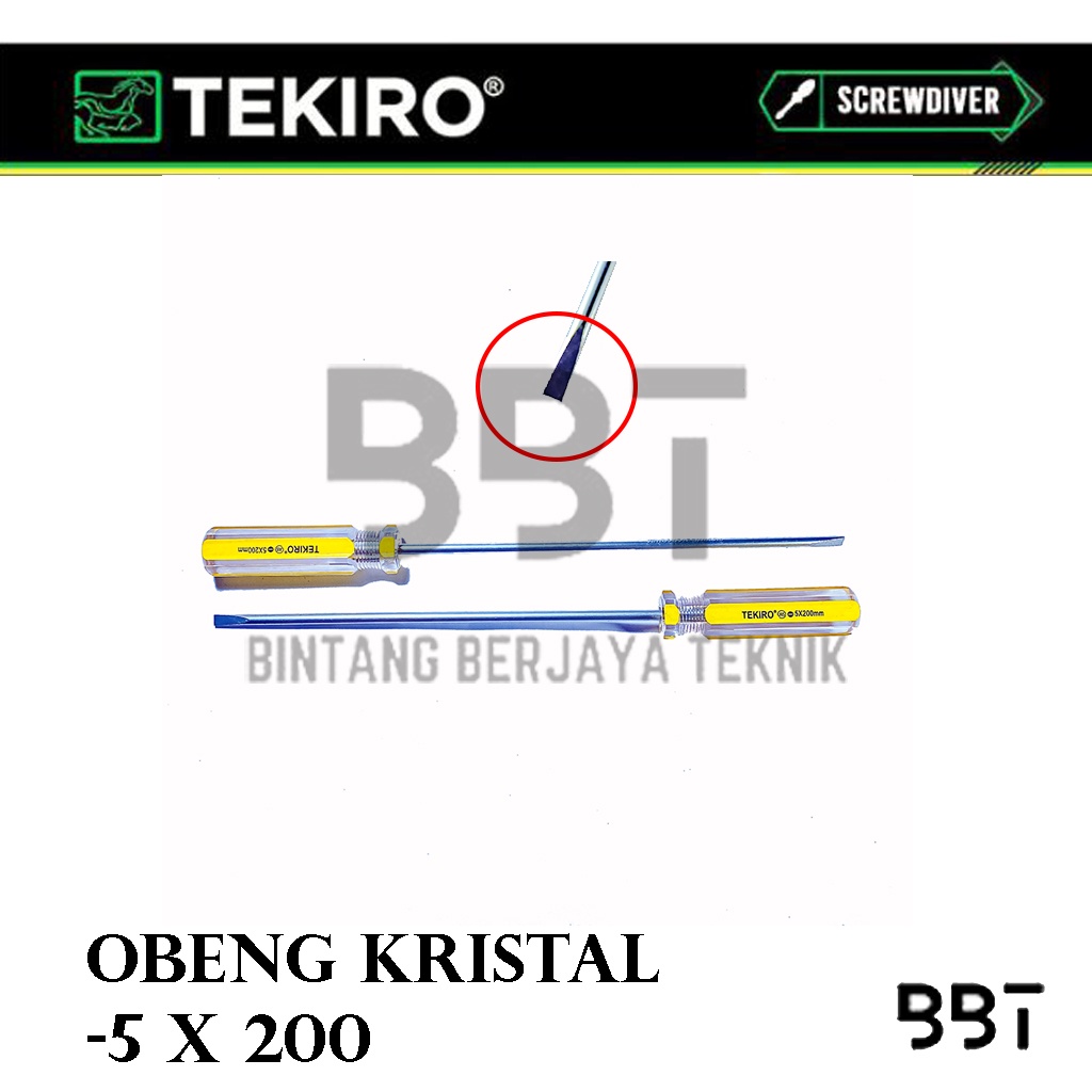 Tekiro Obeng Kristal Min - 5 x 200 mm / Obeng Minus Panjang Magnet