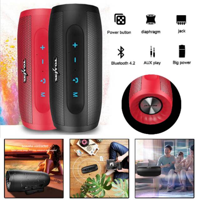 Zealot S16 Bluetooth Speaker Dual Bass dengan Powerbank 4000mAh - Black