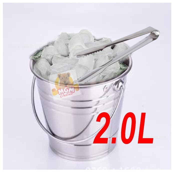 2.0L Tempat es batu ember Stainless - Ice bucket stainless lebar 16cm