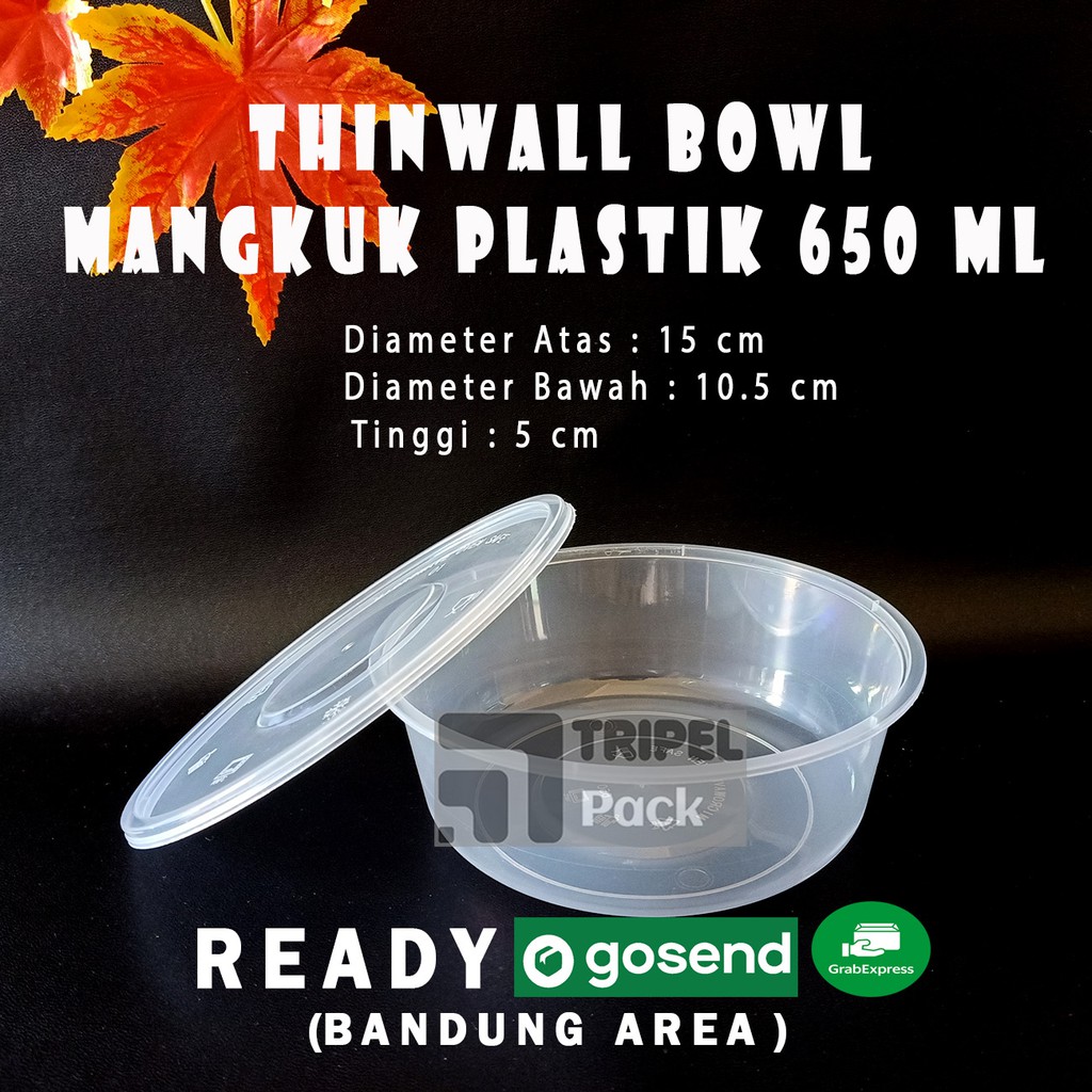 [25 pcs] Thinwall Bowl Mangkuk Plastik Cup Puding Bulat 650 ml