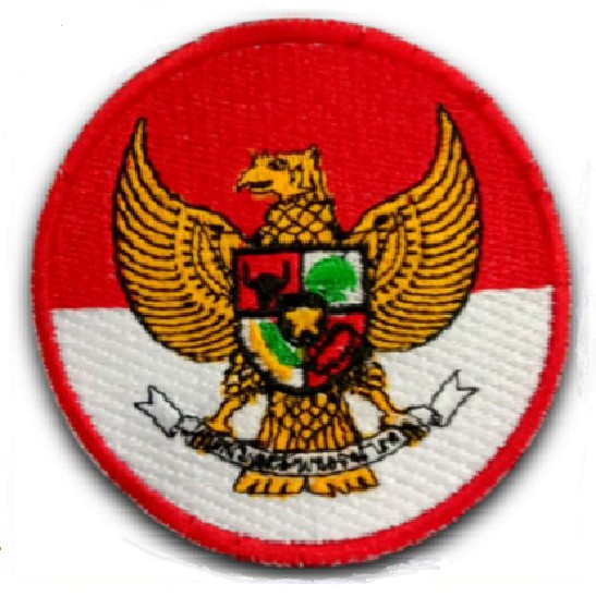 Logo Bordir Garuda Merah Putih Bulat Emblem Patch 7cm x 7cm