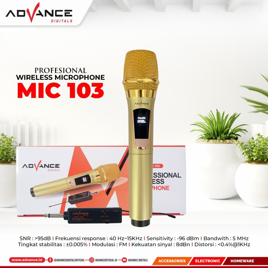 Microphone wireless Advance 103 Mic Karaoke Single Tanpa Kabel