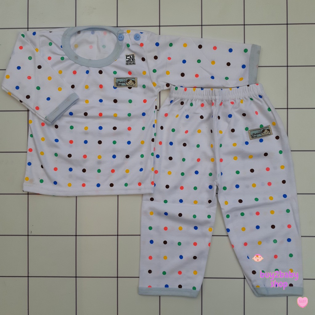 Setelan kaos panjang celana panjang bayi motif Polkadot warna Hokiku 0-3 Bulan 1 PCS