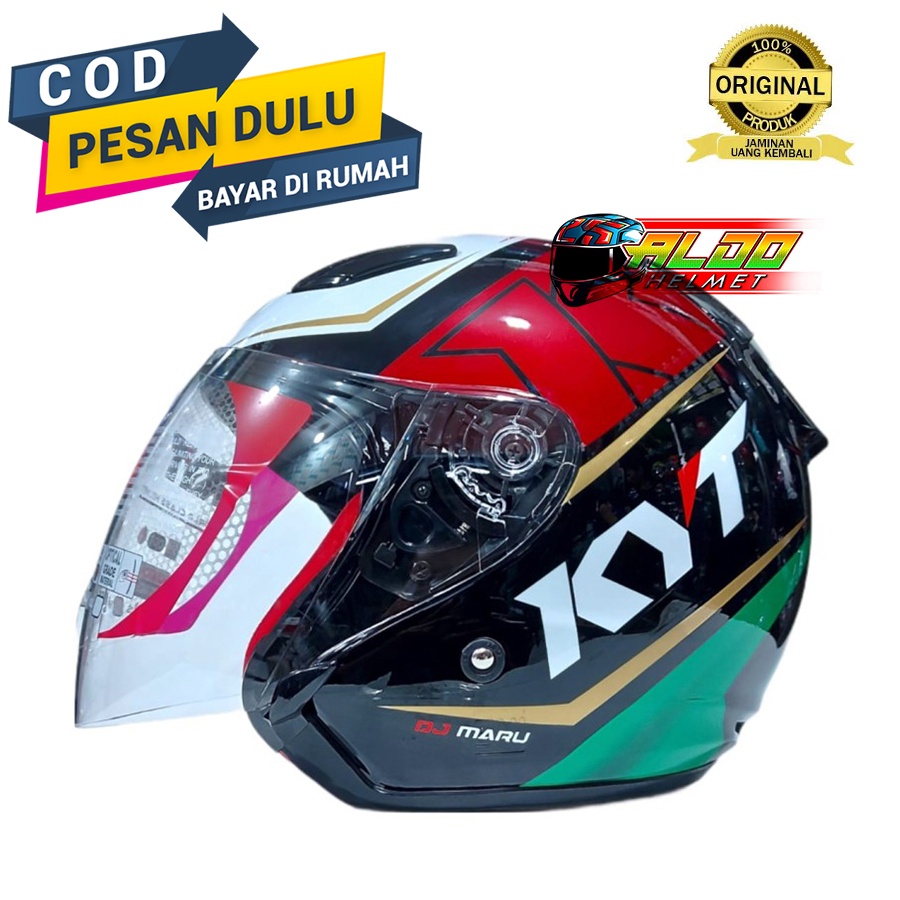 PROMO KYT DJ MARU MOTIF #17 BLACK GREEN MAROON ORIGINAL HELM HALF FACE CEWEK COWOK