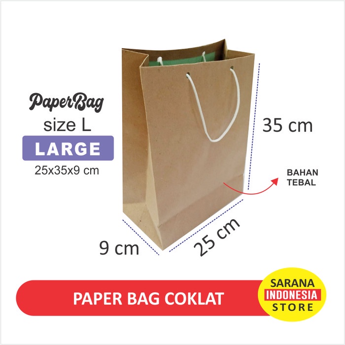 

Paper bag coklat polos - Tas Kertas Paperbag Kraft ukuran L / Folio