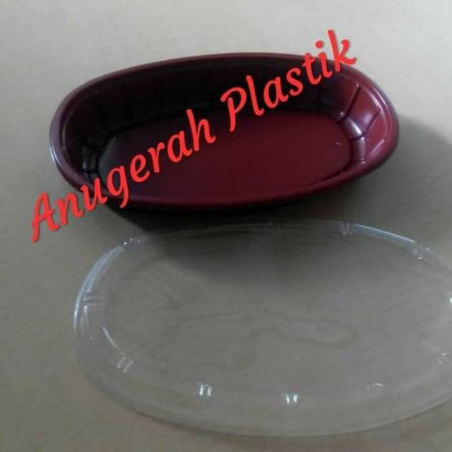 Mika Bento Polos Oval Red Black + Tutup Merek HAYCO HARGA 50 PCS