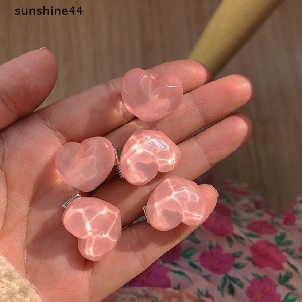 Sunshine 5pcs / Set Jepit Rambut Bunga Mawar / Hati / Pita / Peach Mini Untuk Anak Perempuan