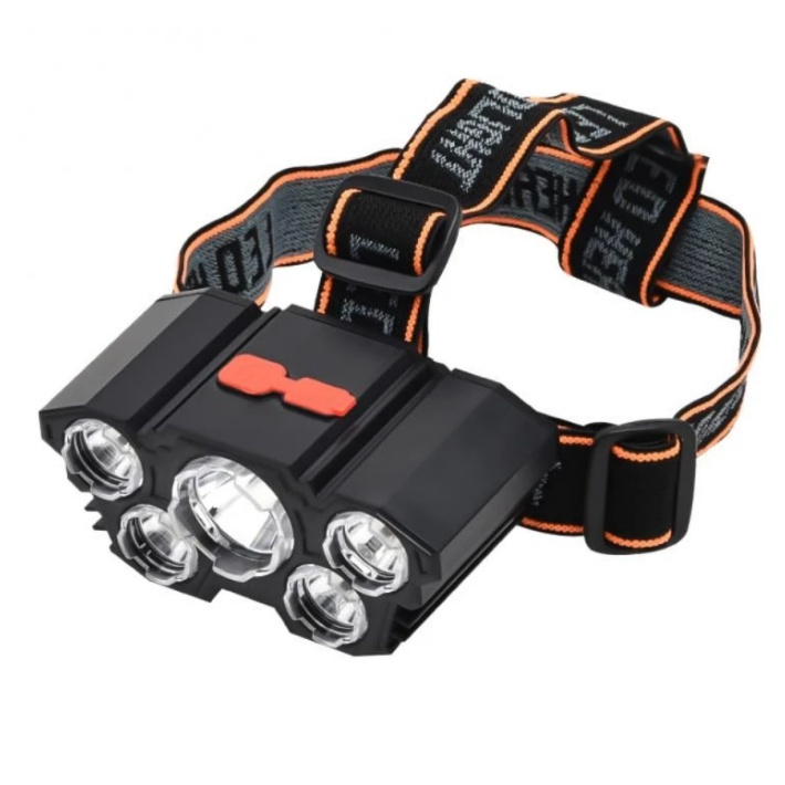 Senter Kepala 5 LED 50 Watt + 10 Watt / Headlamp USB Recharger