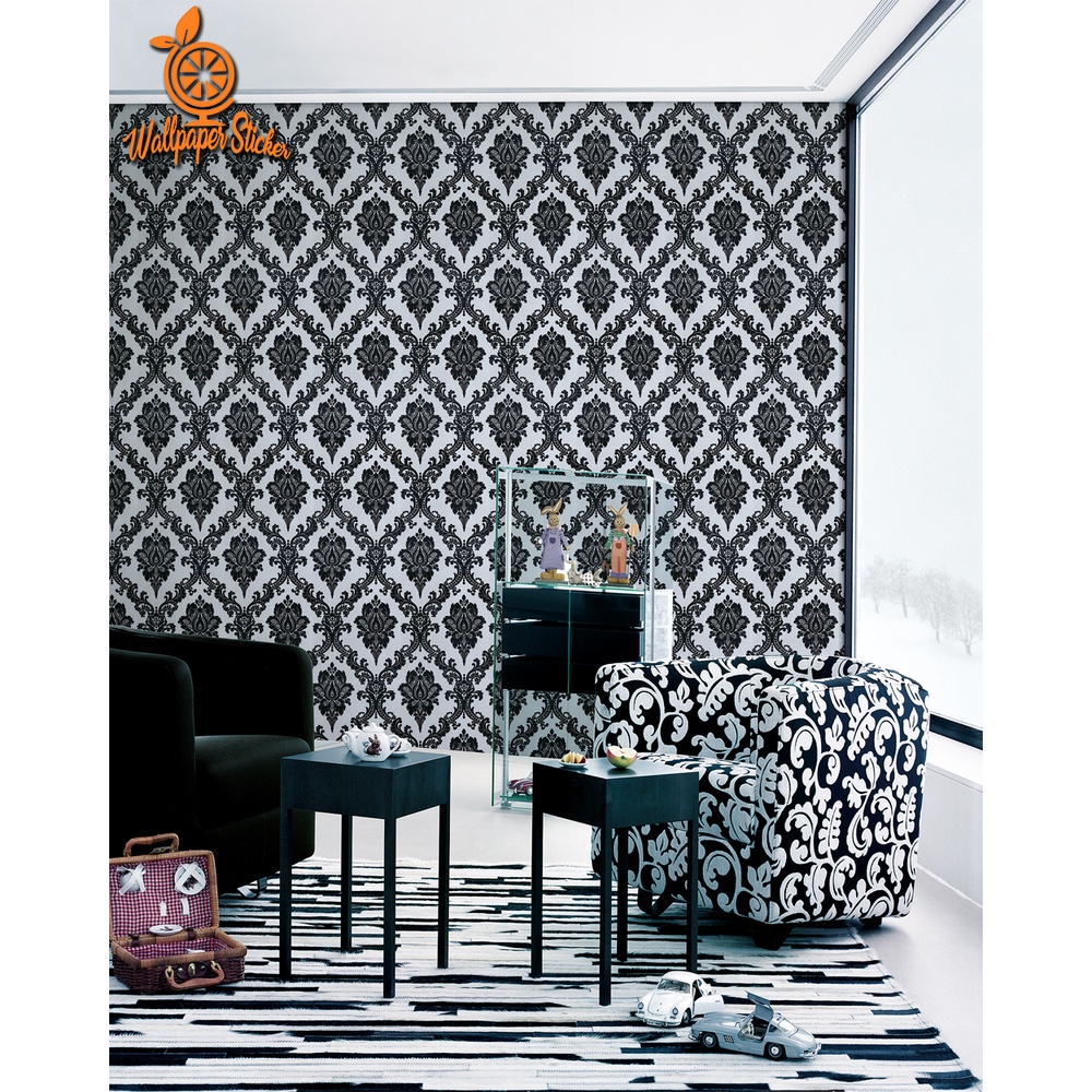 Wallpaper Dinding Wallpaper Stiker Wallpaper dinding Anak Gh Premium Quality 45CM x 8Mtr Batik Coklat Silver