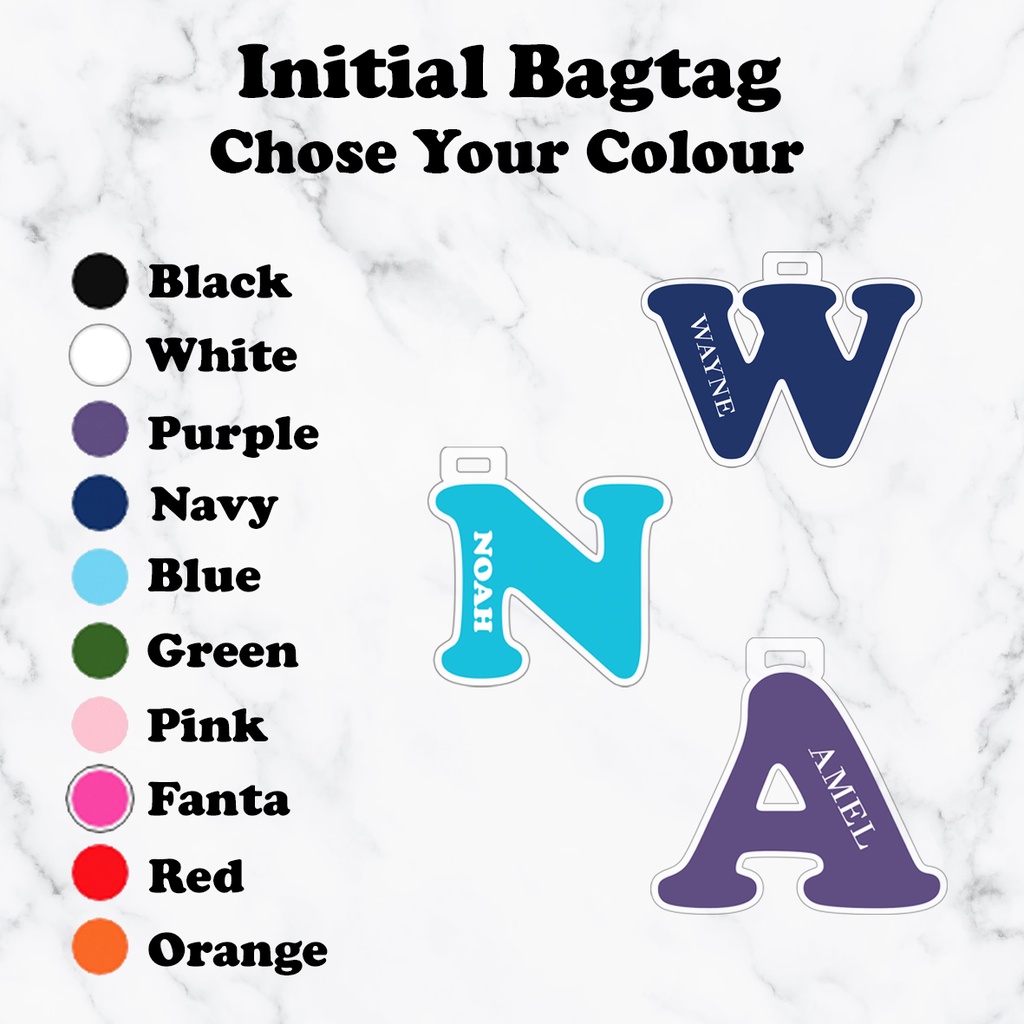 Bagtag Initial Name Alphabet Luggage Tag Gantungan Tas anak sekolah tas koper