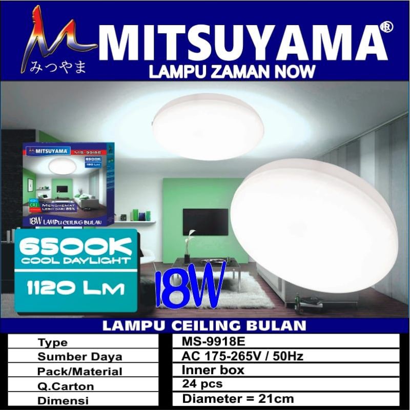 lampu led plafon ceiling 18w mitsuyama ms 9918e