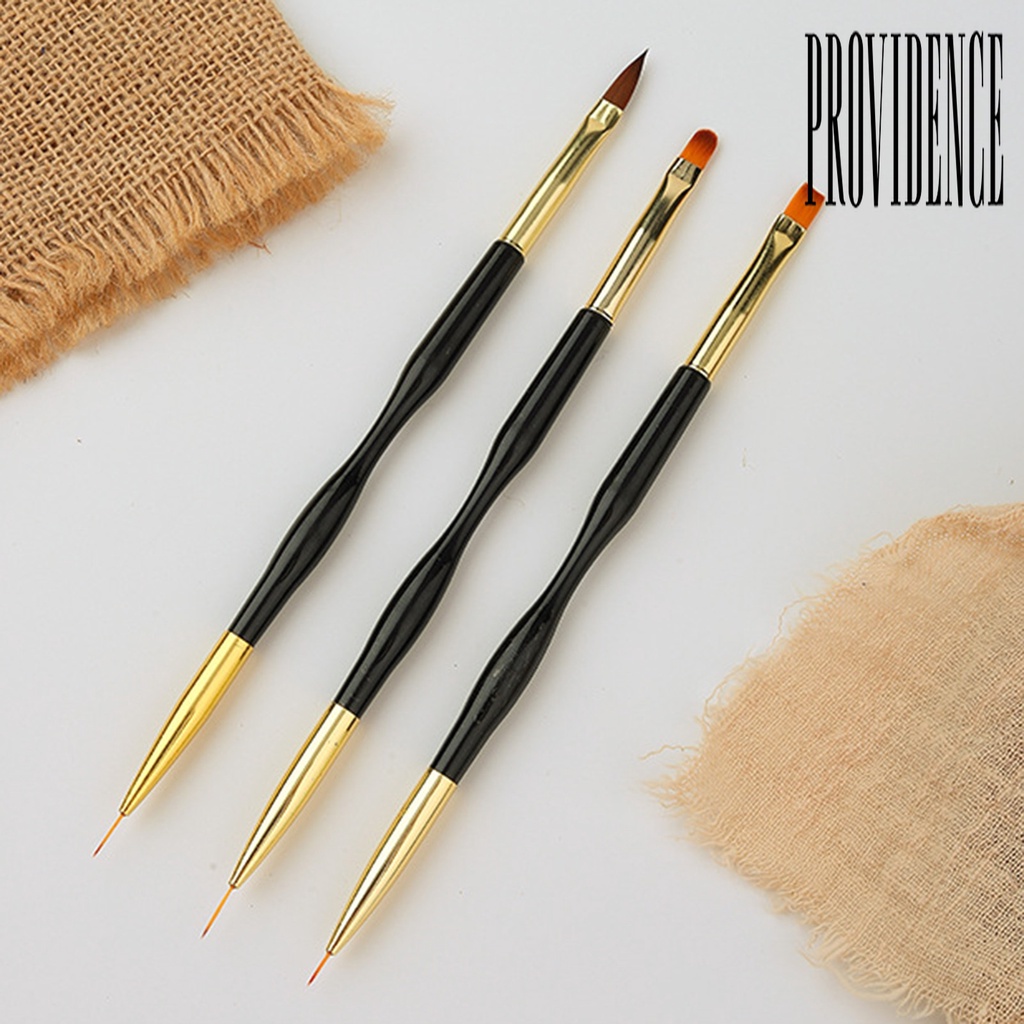 Providence 3Pcs / Set Brush Dotting Pen Nail Art Bulu Lembut Gagang Plastik