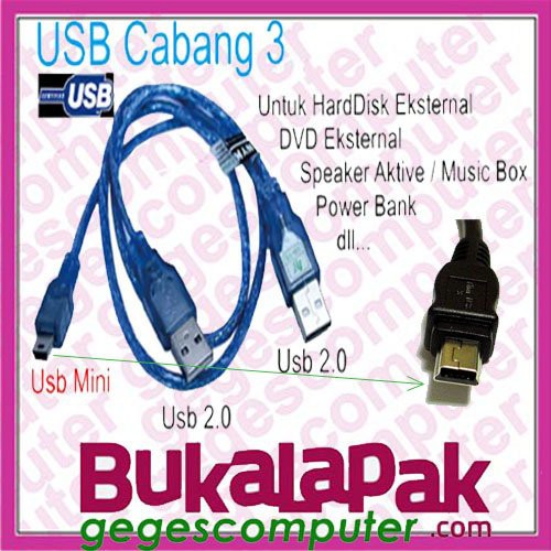 Promo Kabel USB Mini to USB Cabang   untuk HDD - DVD eksternal Limited
