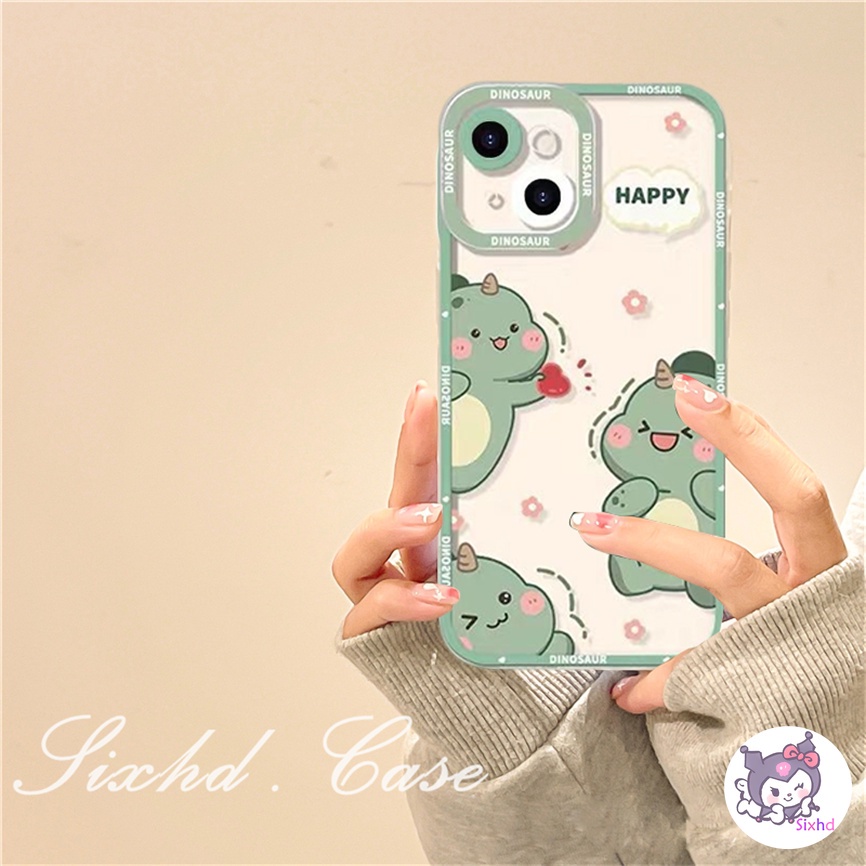 Compatible For iPhone 14 13 12 11 Pro Max SE2020 X XR Xs Max 7 8 6 6s Plus Case Cute Cartoon Small Dinosaur Couple Lens Protection Clear Phone Case Soft Shockproof Protection Cover