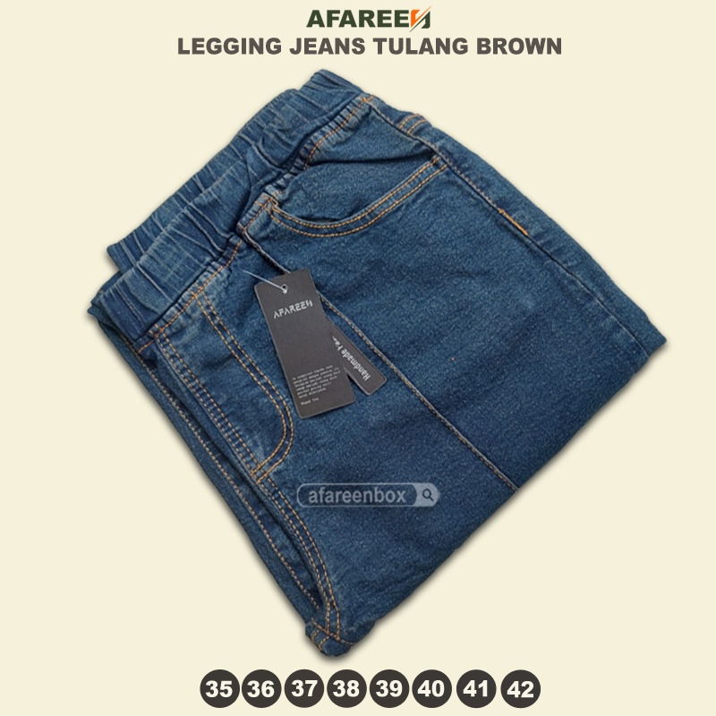 AFAREEN - Celana Jeans Tulang Wanita Jumbo Legging Jeans Tulang Front Line Garis Depan 35-42