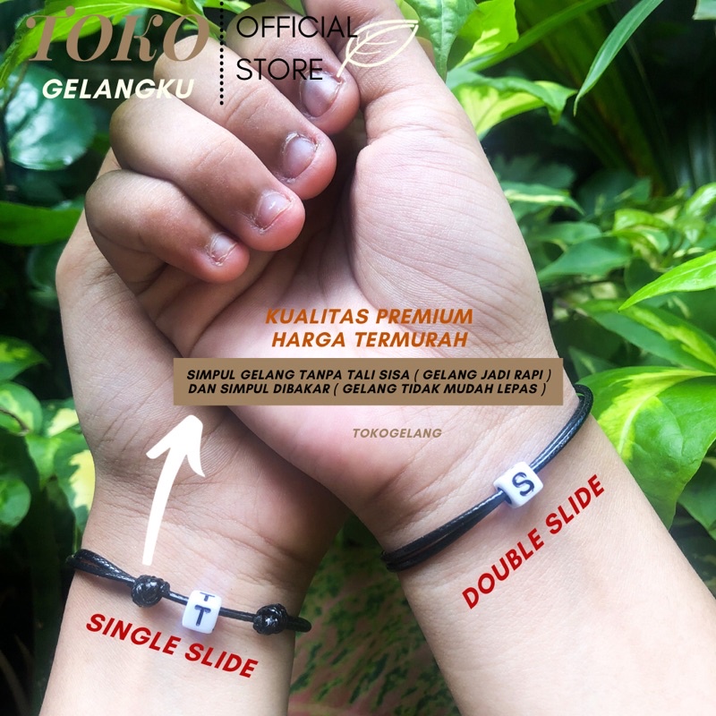 (A-Z) Gelang Dadu Kotak Putih Huruf Inisial / Gelang Tali Anti Air dan Awet, Tidak Meleyot / Couple Pacar Sahabat Simple / Real Pict - Tali waterproof premium / Gelang Wanita Pria Viral