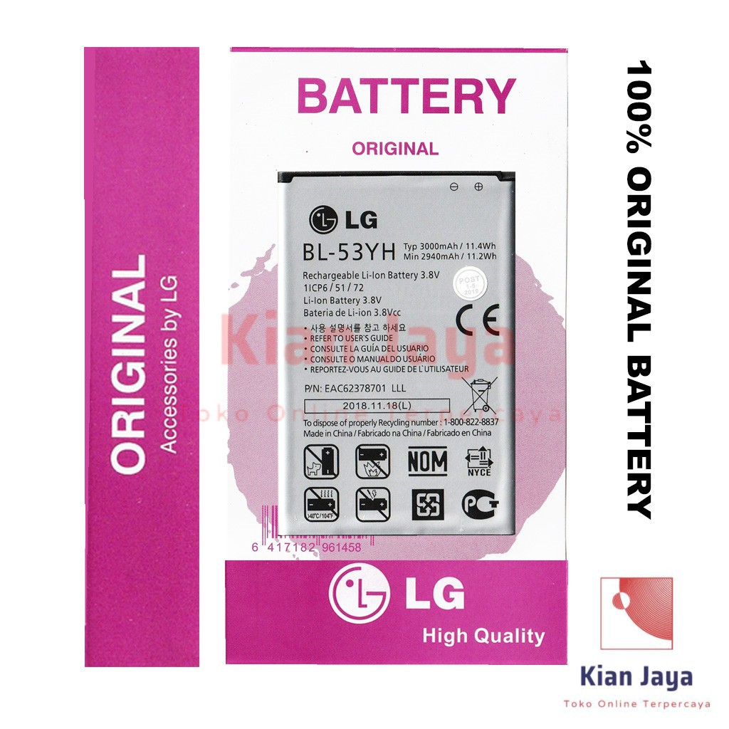 Baterai Original LG G3 Stylus / BL-53YH Batre Batrai Battery Hp BL53YH 100% Ori