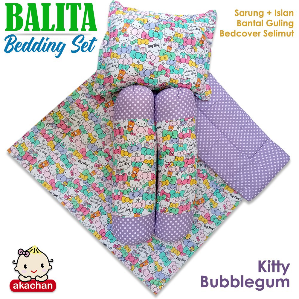 BALITA Bedding SET Bed Set Toddler Bedcover Selimut Bantal Cover Guling Alas Tidur td akachan