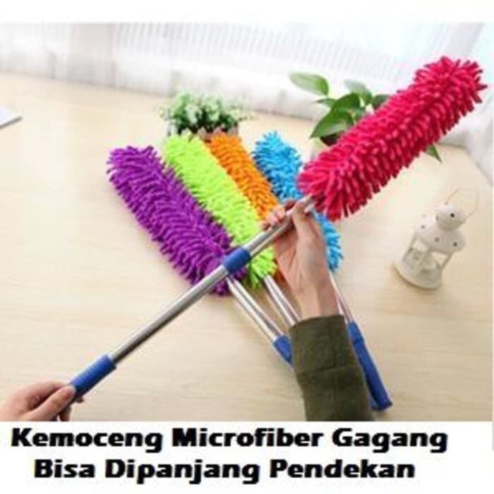 Kemoceng Microfiber / Kemuceng Debu / Alat Pembersih Debu Gagang Bisa Panjang Pendek