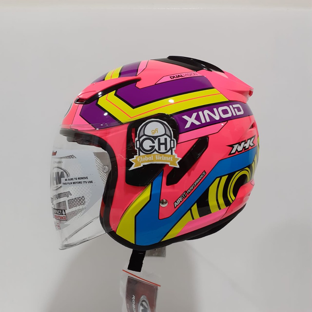 HELM NHK R1 XINOID NHK R-1 XINOID PINK FLOURECENT DOUBLE VISOR