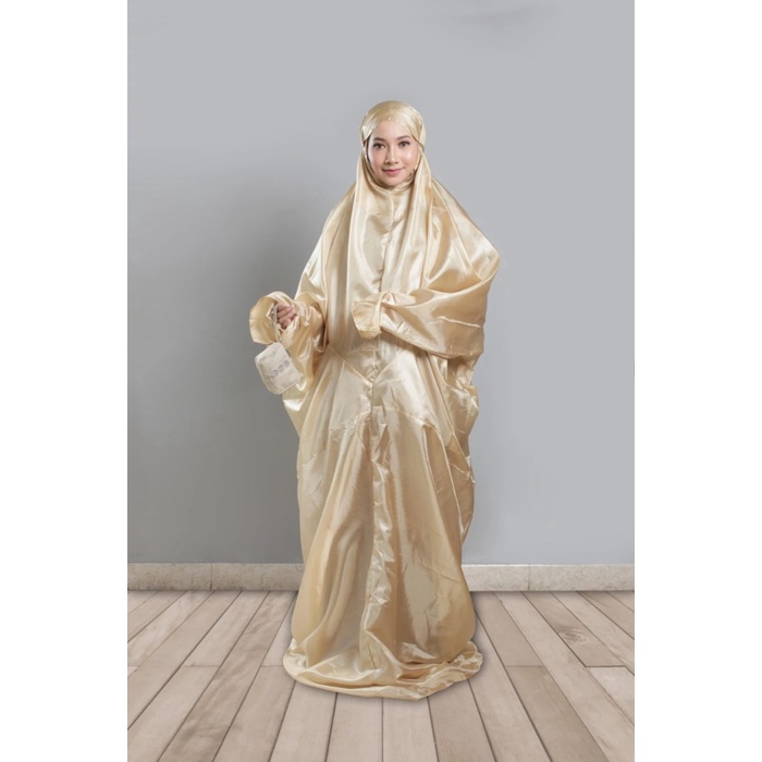 MUKENA TRAVEL REKOR MURI TERKECIL SEUKURAN HP - CREAM (TERUSAN GAMIS)