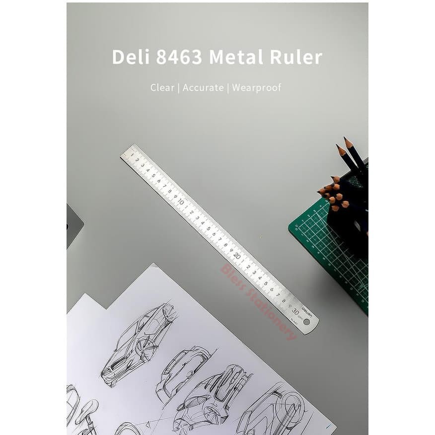 

Deli penggaris besi 30cm mistar drafting stainless steel ruler - E8463
