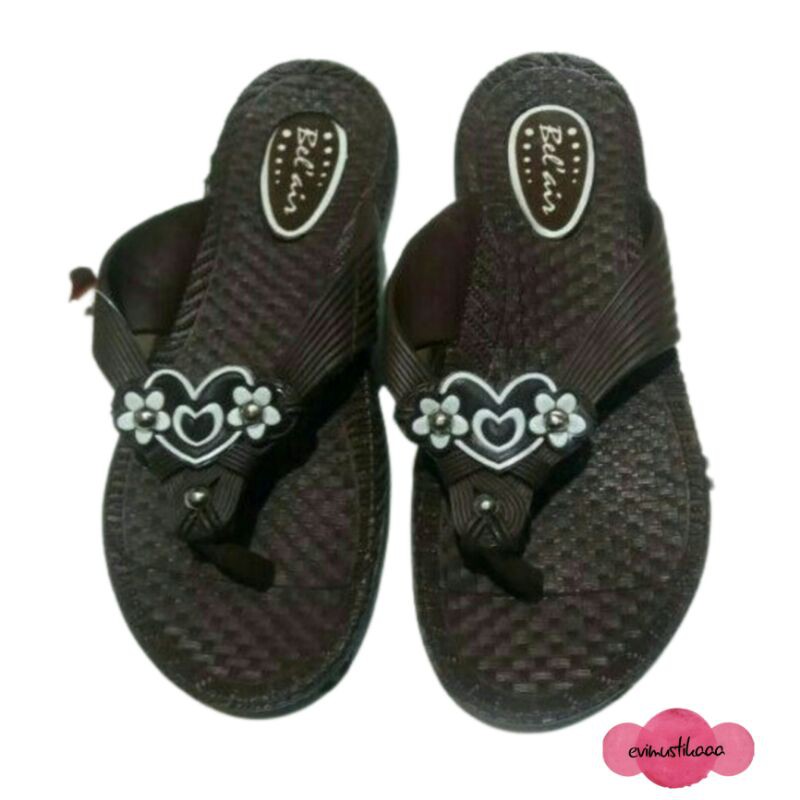 BA 005 - Sendal Jepit Karet Ibu - Ibu Untuk Ngaji Dan Santai Motif Bunga Size 37 - 40