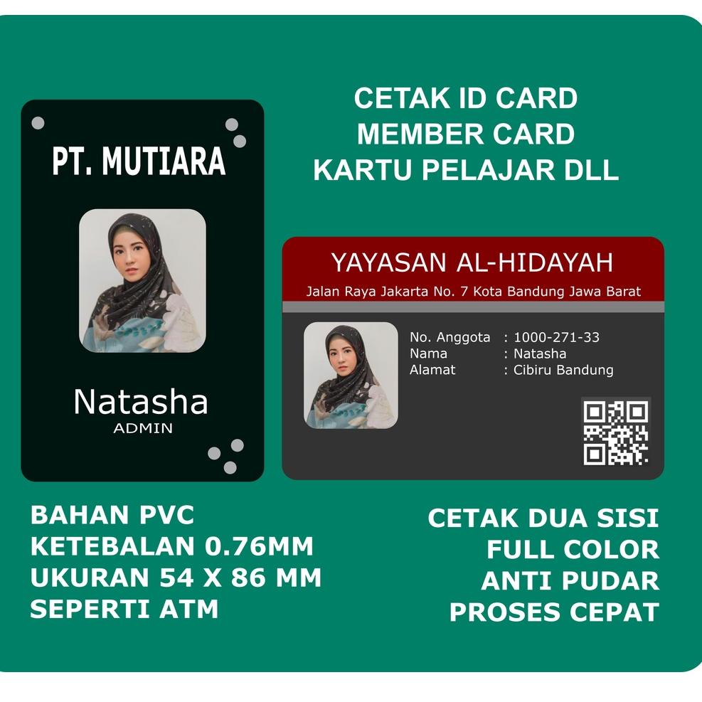 

✘ Cetak ID Card PVC Premium Kartu Member Kartu Anggota Pelajar BISA SATUAN