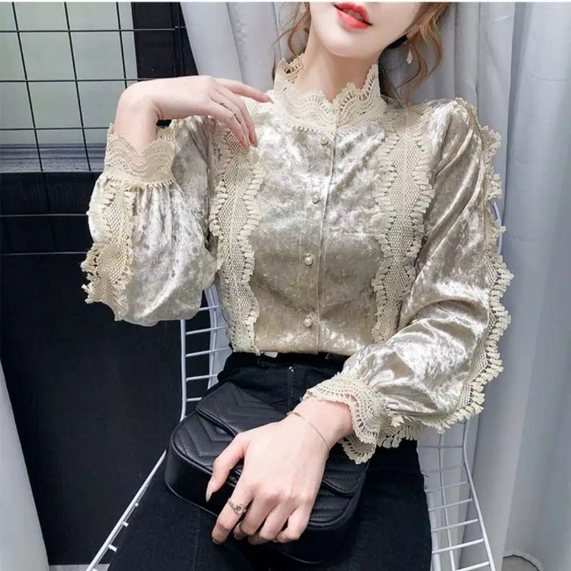 6281Blouse Casual import Cewek Baju Casual import wanita Blouse Kantor cewek Baju kerja cewek Hitam