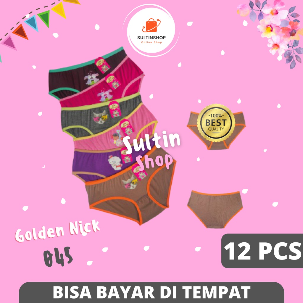 Celana Dalam Wanita CD GN Golden Nick 045 Kids Isi 12 Pcs Lusinan Pakaian Dalam Golden Nik Underwear