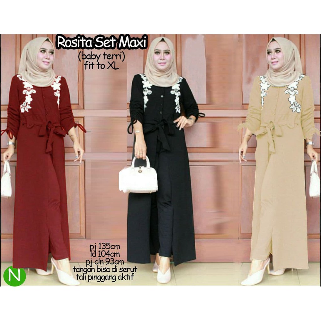 Baju Muslim Wanita Rosita Set Maxi