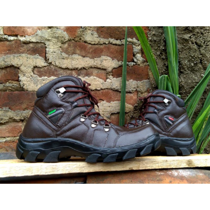 sepatu boots pria safety ujungbesi kulit asli x zoom kerja lapangan proyek touring