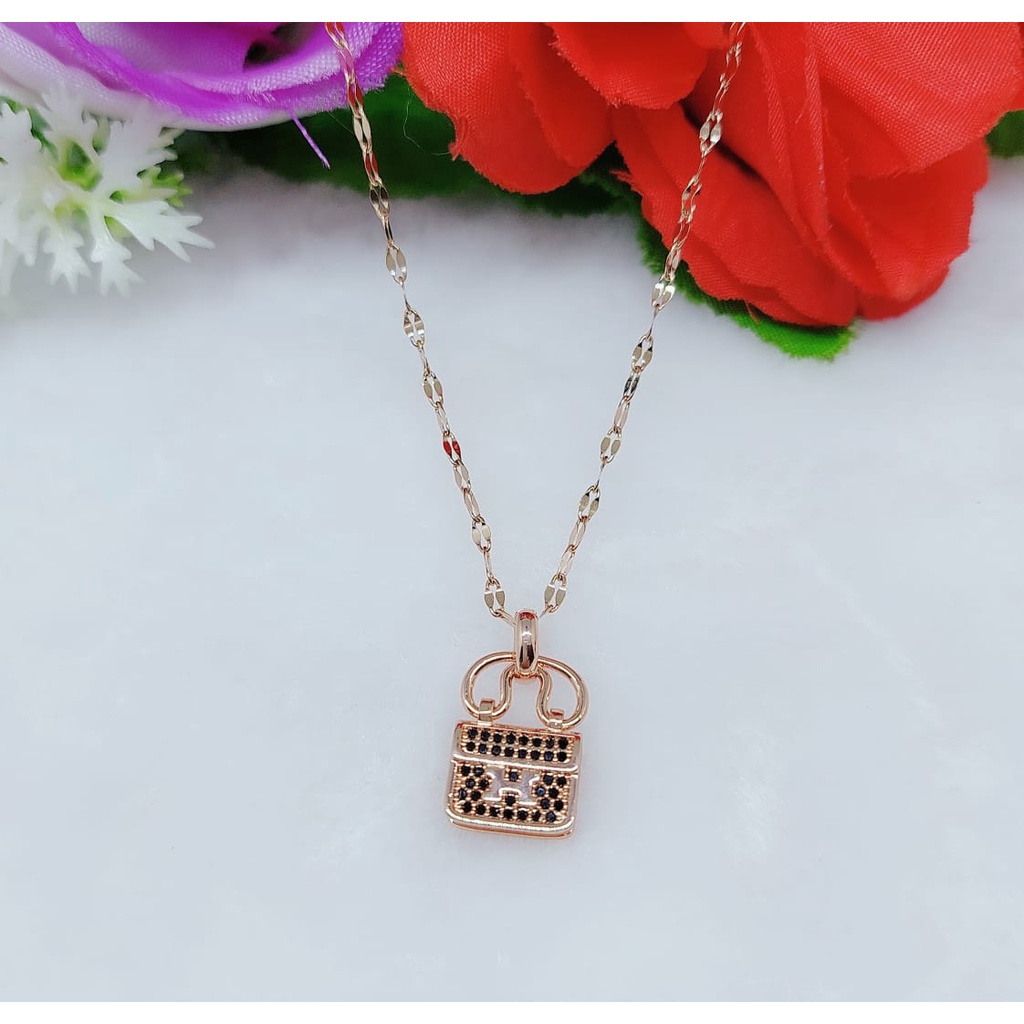 Kalung titanium permata perhiasan fashio A-D