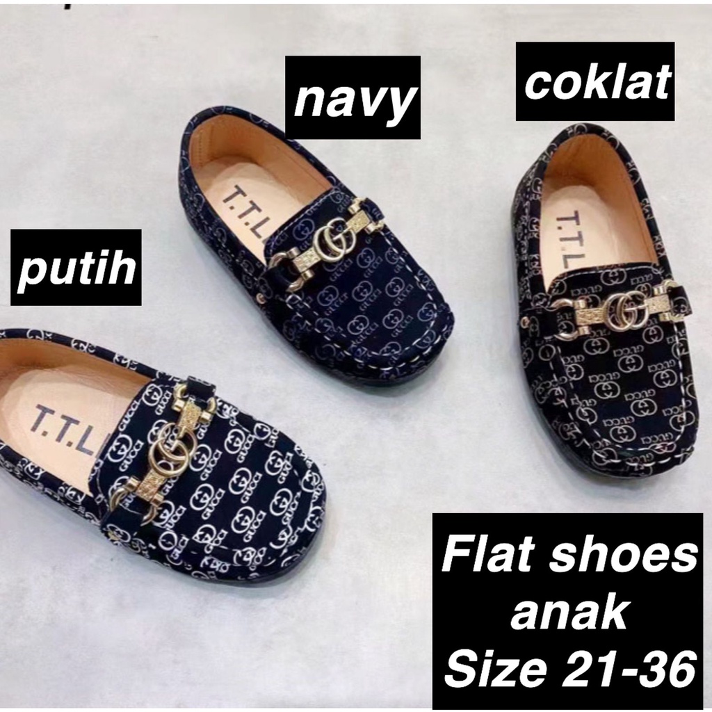 (LOLI-JKT) SP-YUGO FLAT SHOES ANAK MOTIF 3 WARNA 21-36