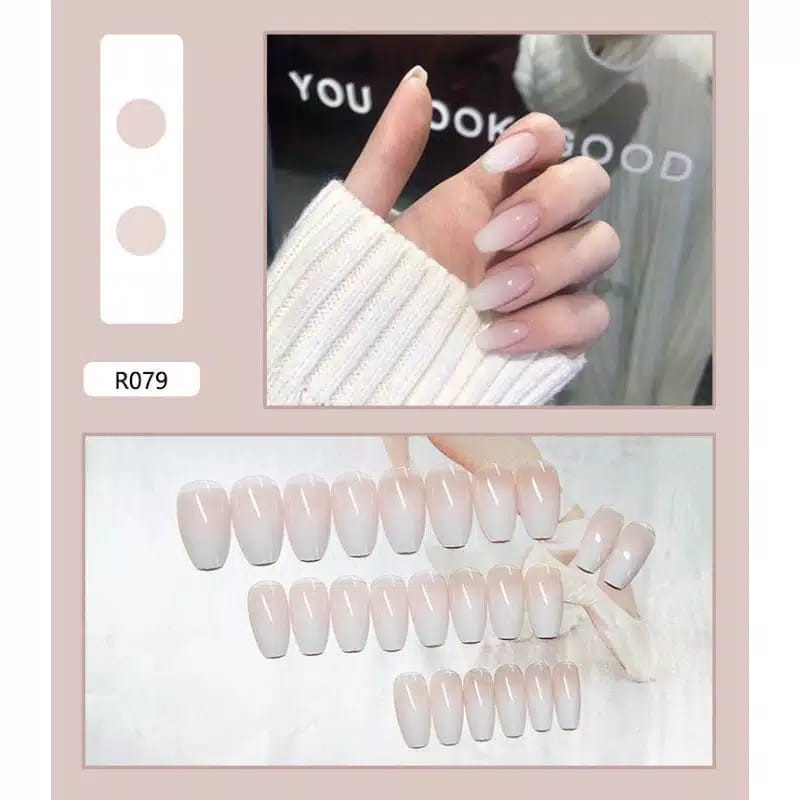 {R061-R079} Kuku palsu fake nail art kode R [isi 24pcs + lem + box] kuku palsu R-Fake nail art R