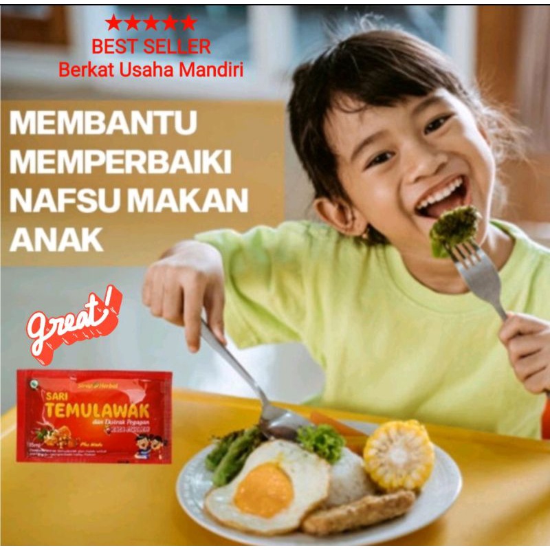 Sari Temulawak Syrup Herbal Memperbaiki Nafsu Makan Anak isi 12 sachet